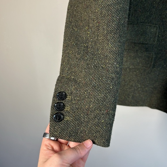 Banana Republic Speckled Olive HackingS Jacket Blazer Size 2P - Picture 8 of 16